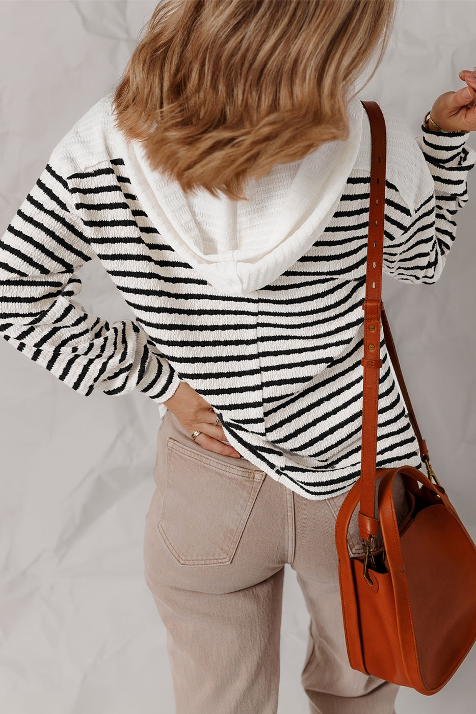 Textured Hoodie in Black & White