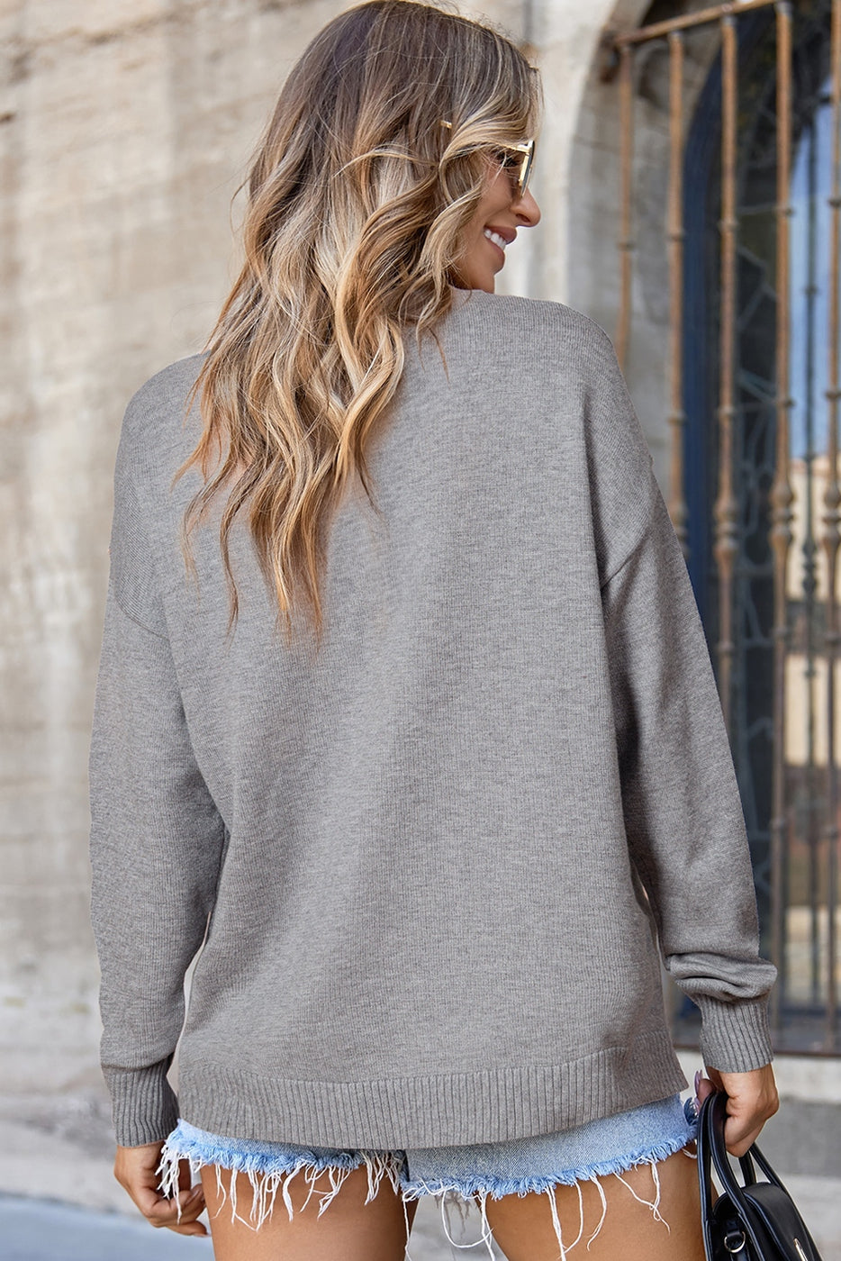 Drop Shoulder Pullover Gray