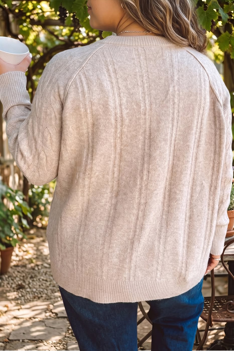 Oversized Cable Knit Tunic Sweater