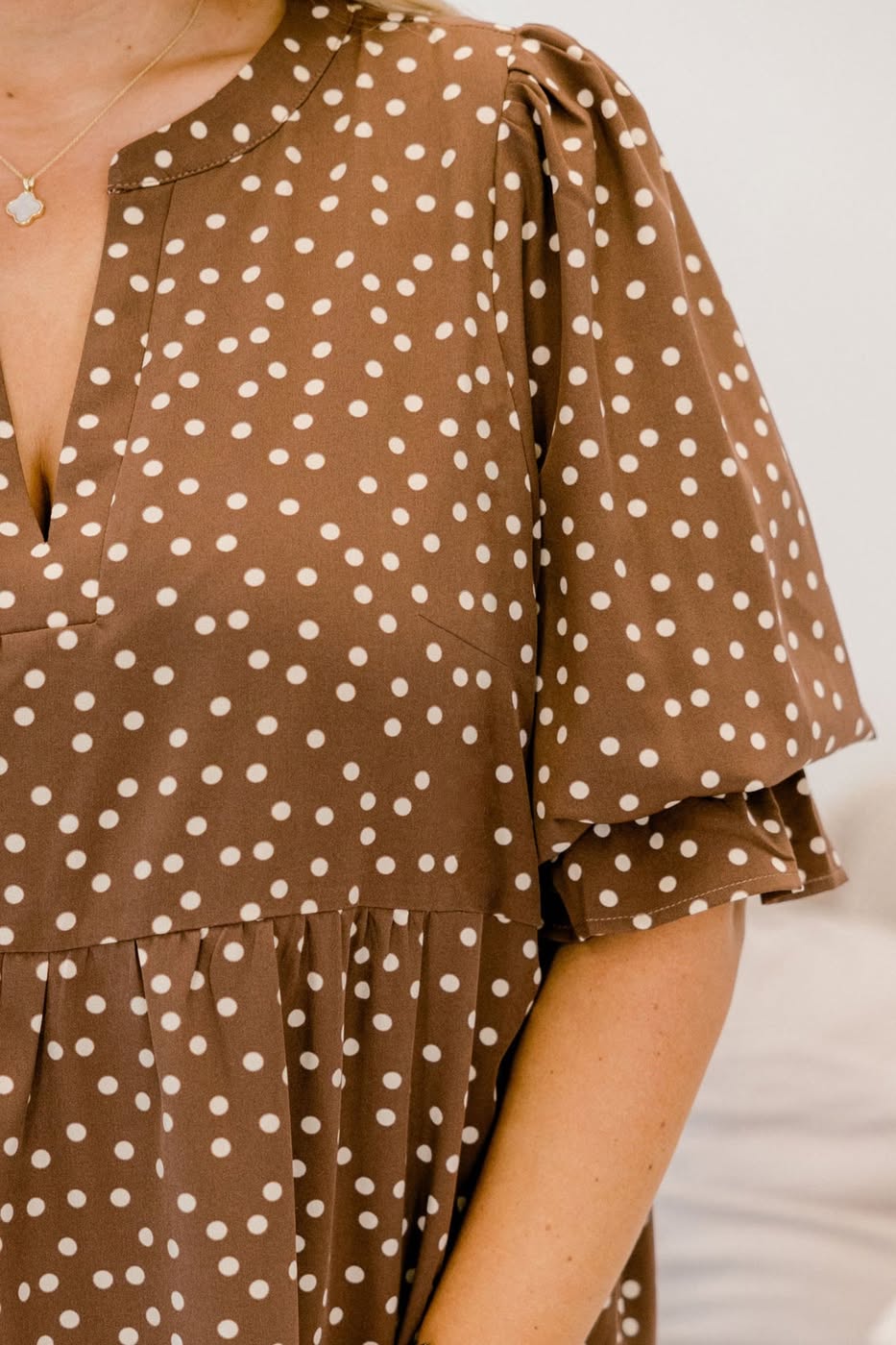 Polka Dot V-Neck Shift Dress