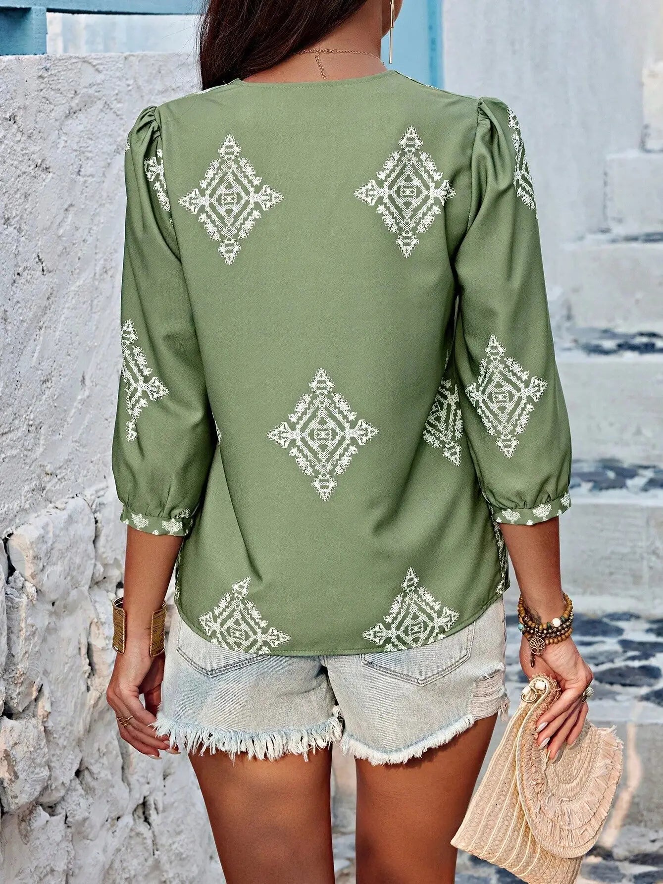 Boho Inspired V Neck Top