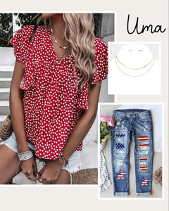 UMA - Red Floral Top