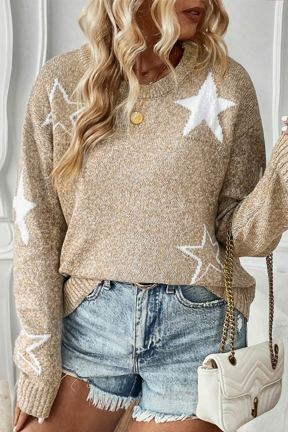 Drop Shoulder Star Sweater