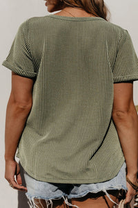 Corded V-Neck Tee