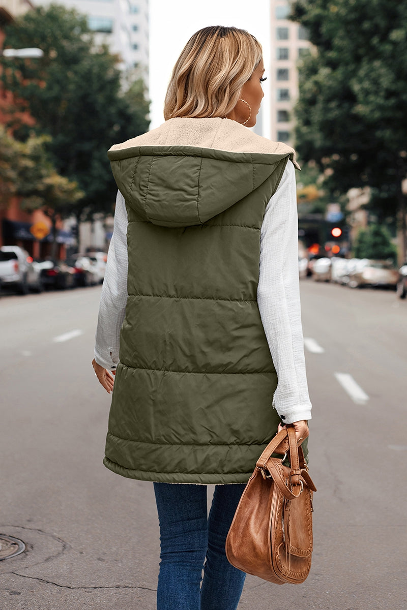 Faux Fur Strip Zipper Front Vest