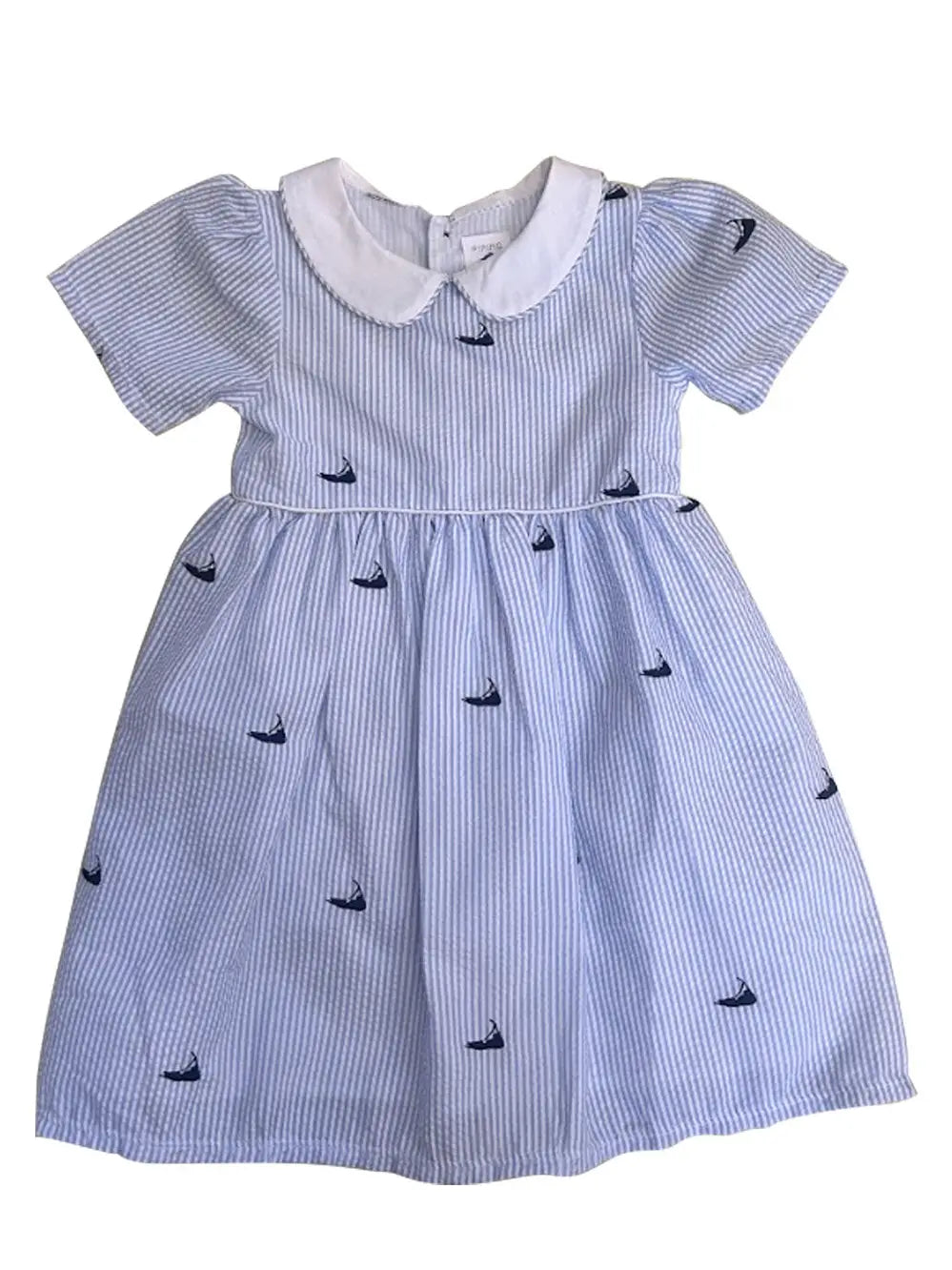 Light Blue Seersucker Nantucket Dress with Peter Pan Collar