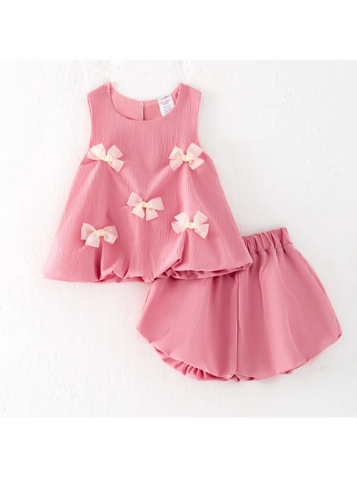Girls Summer Pink Bow Fashion Cute Short Set