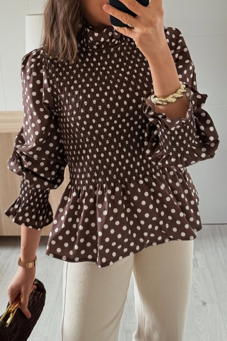 Polka Dot Ruffle Blouse