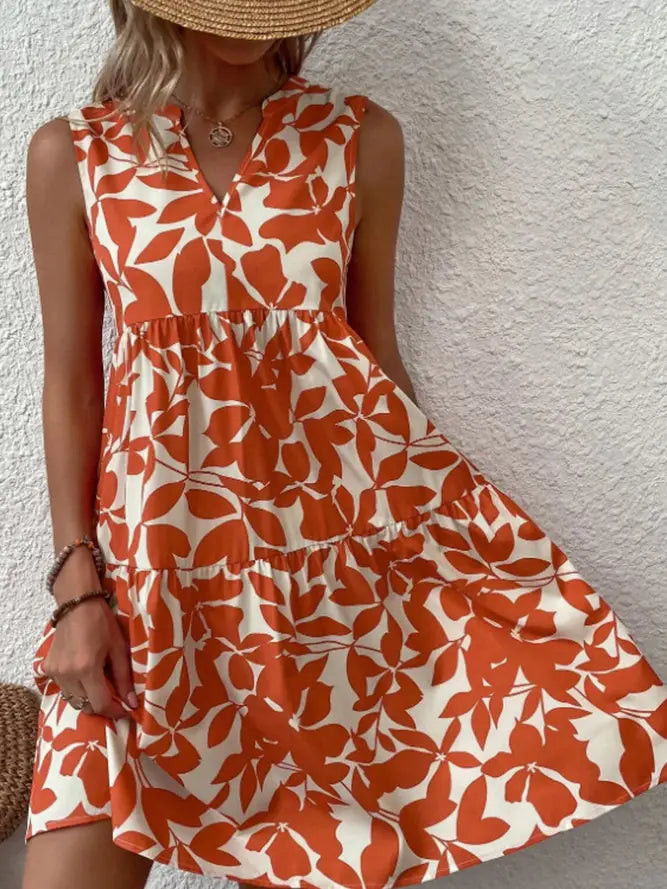 Orange Printed Dress