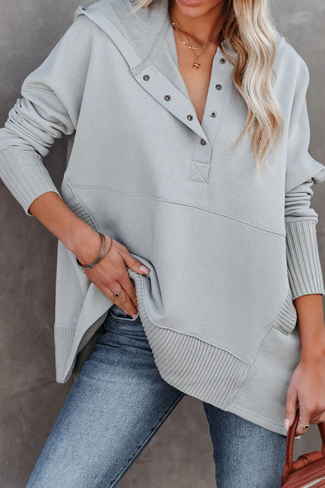 Snap Button Oversized Hoodie