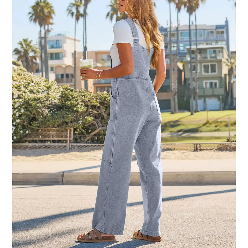 Wide-Leg Denim Jumpsuit