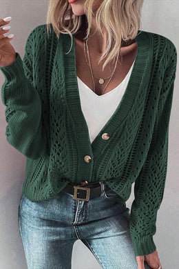 Open Knit Drop Shoulder Cardigan