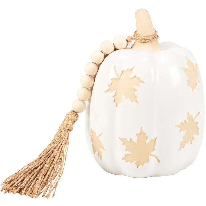 White Leaves Pumpkin Decor