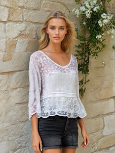 Bell Sleeve Lace Top