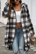 Load image into Gallery viewer, Zip Plaid Hooded Coat