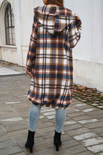 Load image into Gallery viewer, Zip Plaid Hooded Coat