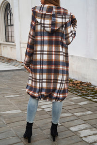 Zip Plaid Hooded Coat