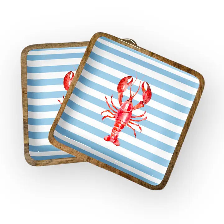 Lobster Stripe Square Trays (10" in Pack of 2)