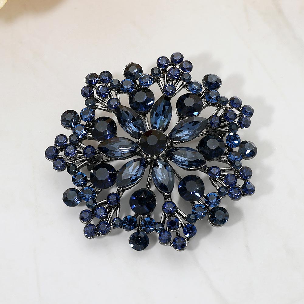 Floral  Rhinestone Cluster Brooch