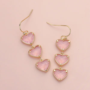 Triple Heart Cluster Earrings