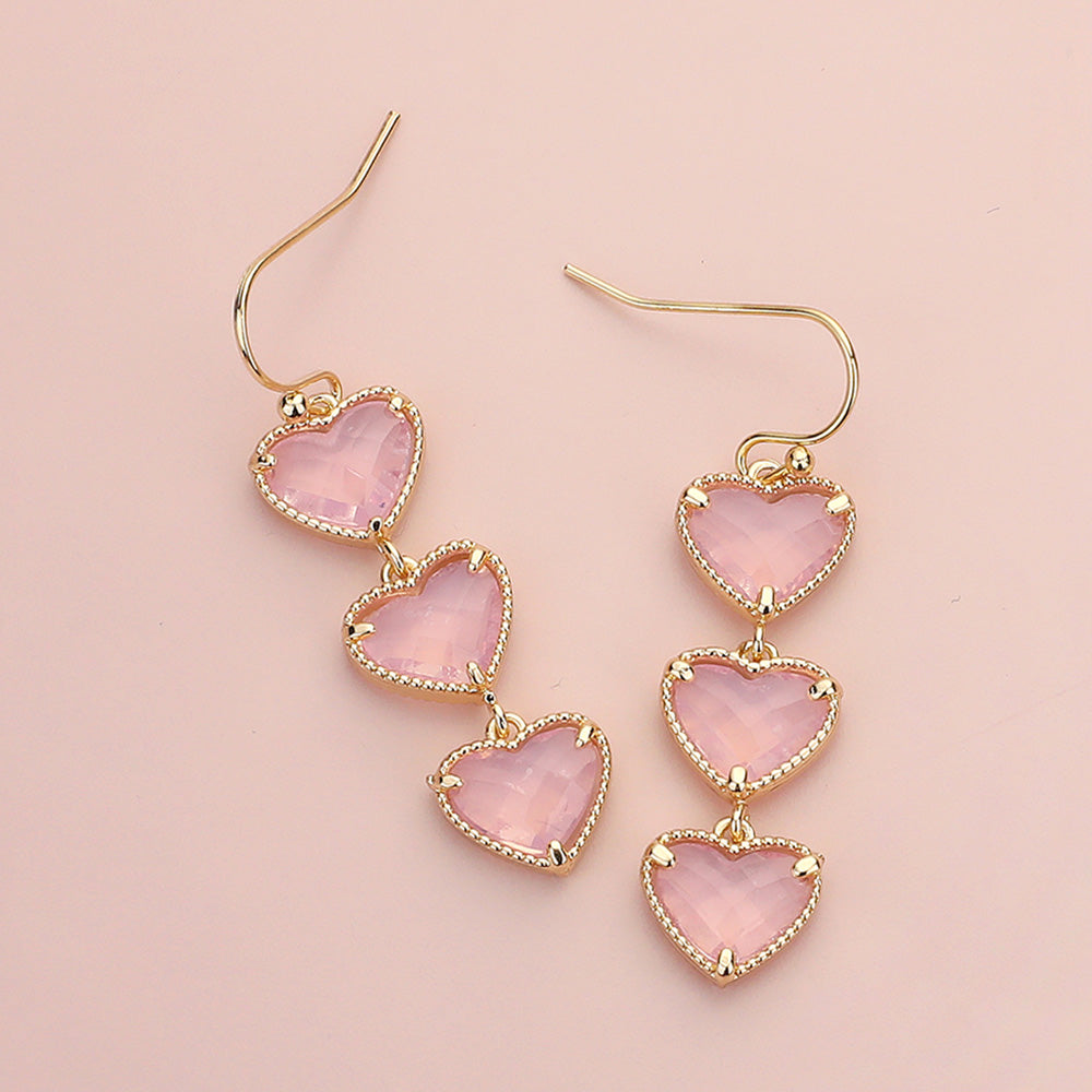 Triple Heart Cluster Earrings