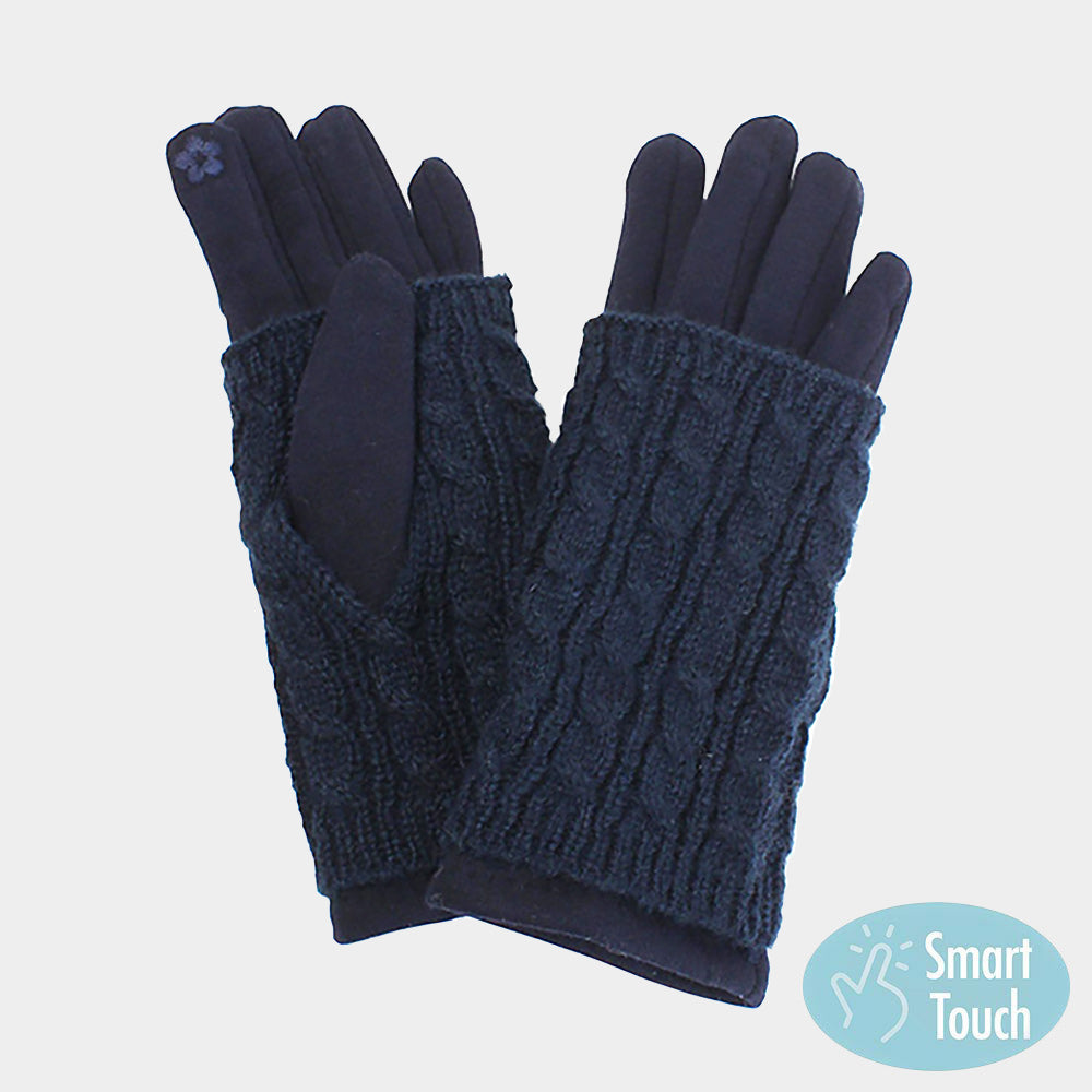 Gloves 3 in 1 Cable Knit Smart Touch Gloves