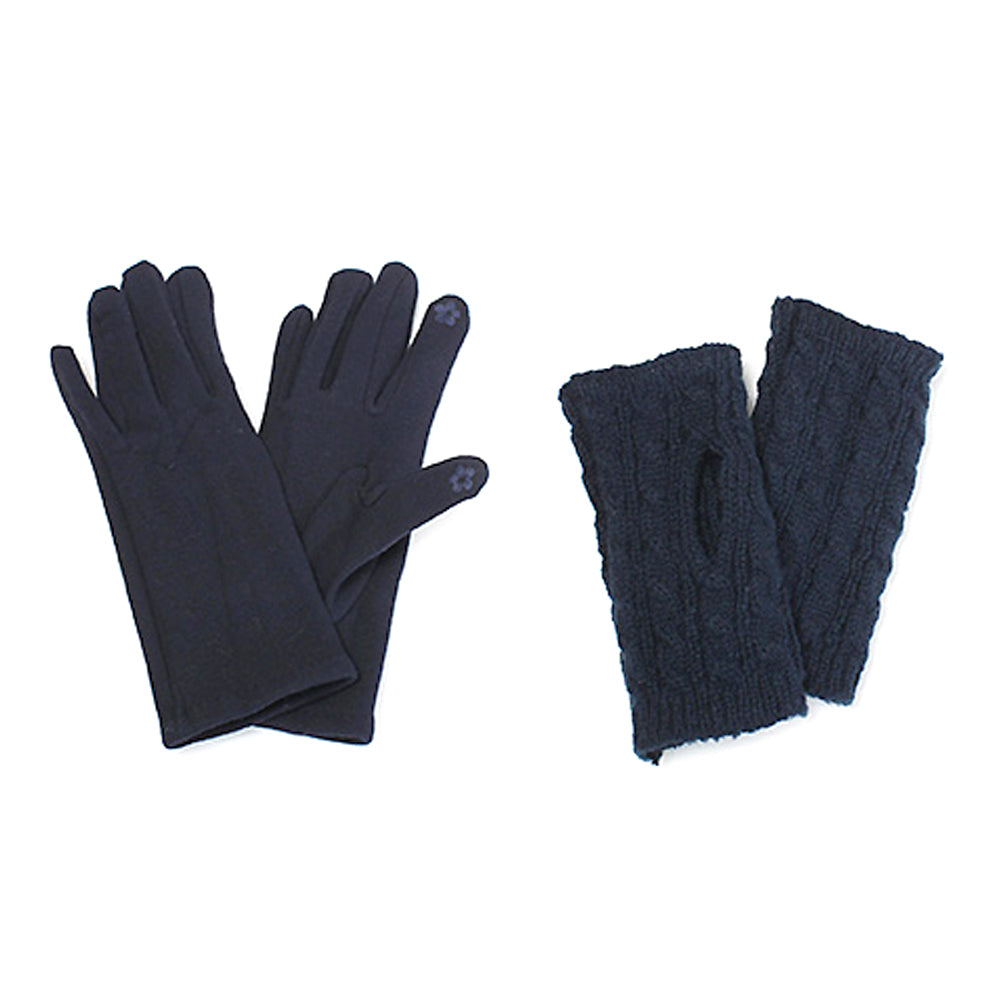 Gloves 3 in 1 Cable Knit Smart Touch Gloves
