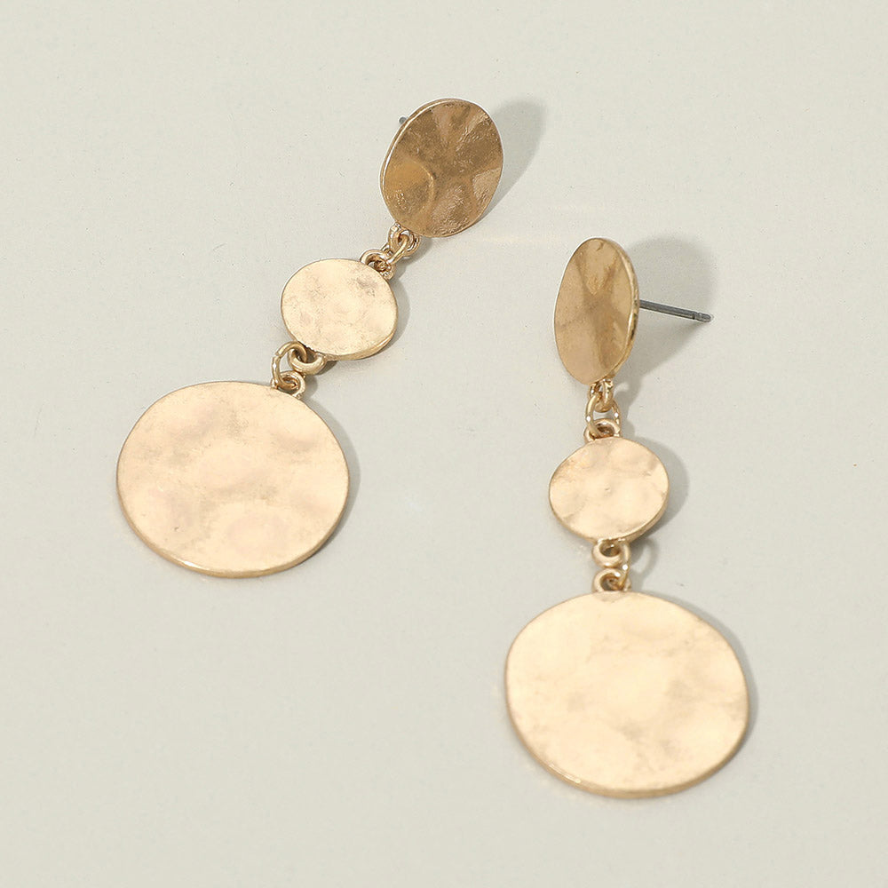 Triple Hammered Metal Disk EArrings