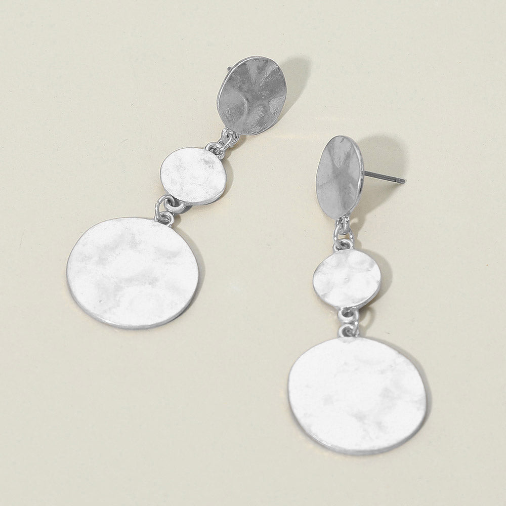 Triple Hammered Metal Disk EArrings