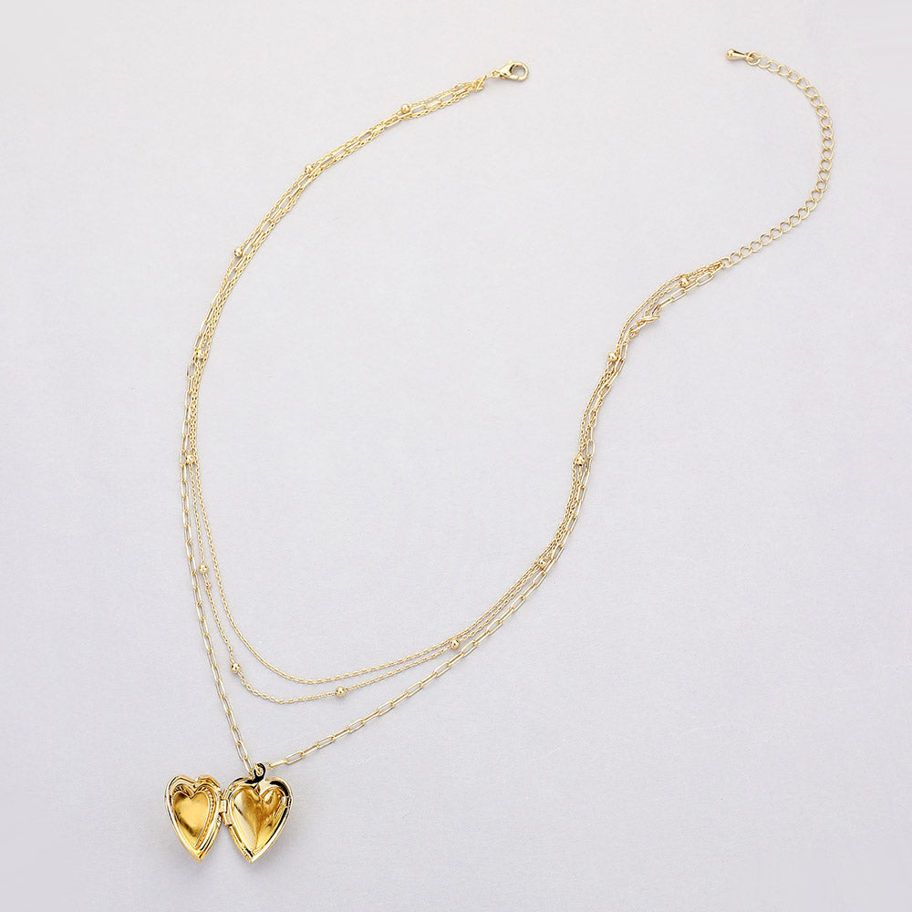 Brass Metal Textured Heart Locket
