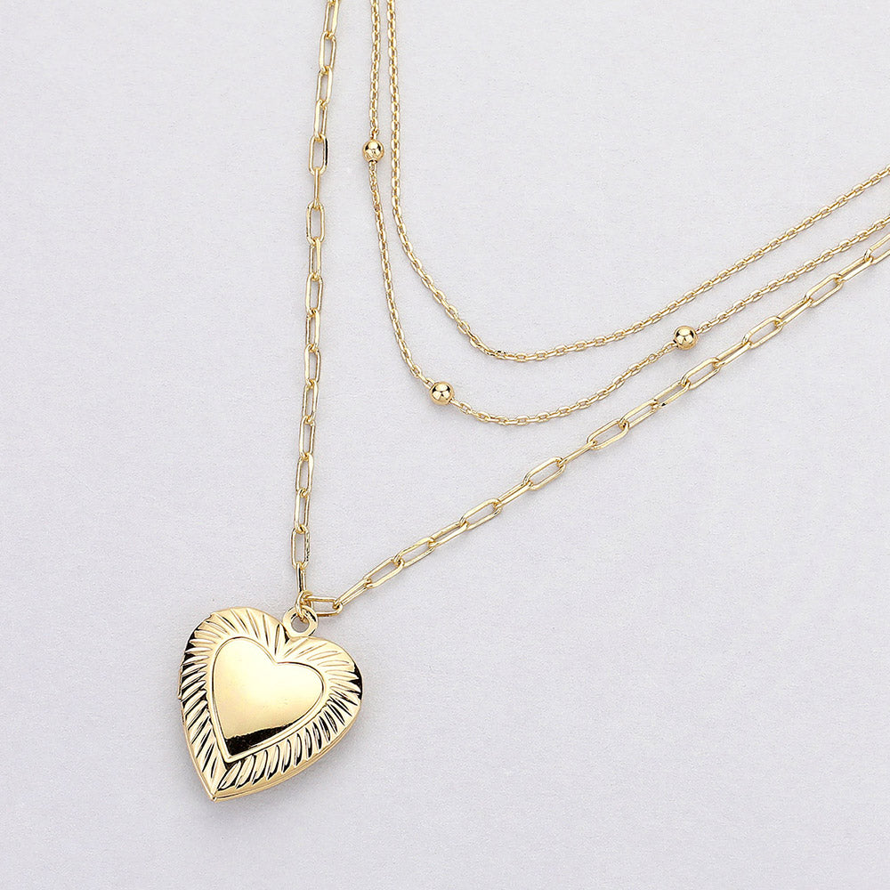 Brass Metal Textured Heart Locket