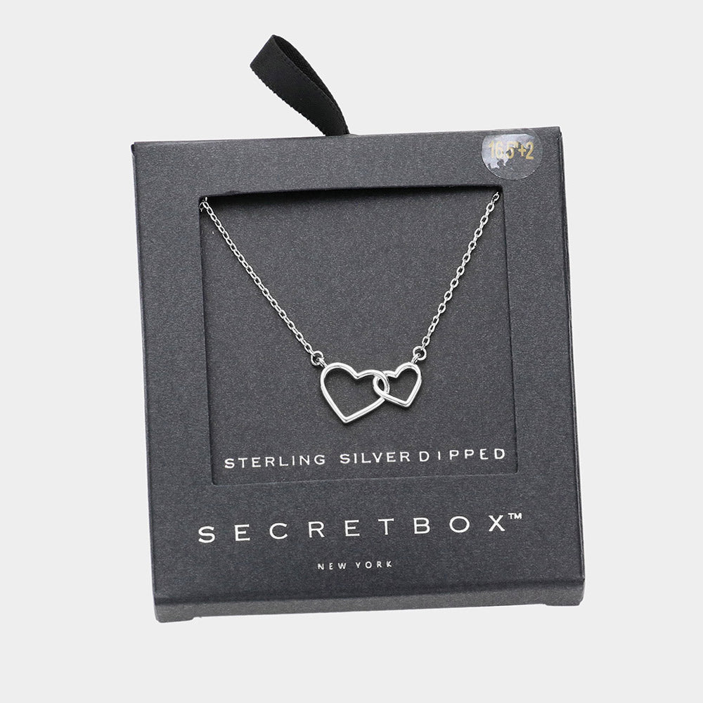 Secret Box Sterling Silver Dipped Double Heart