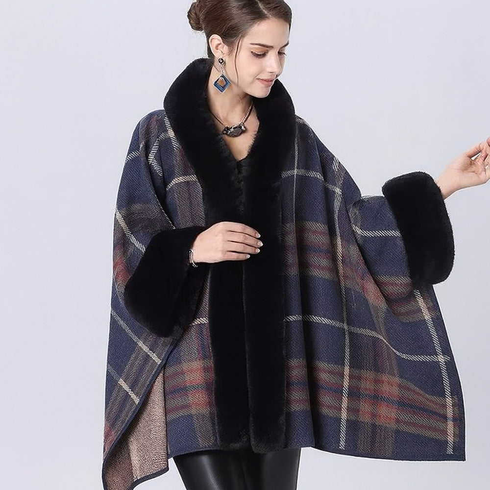 Faux Fur Trim Cape