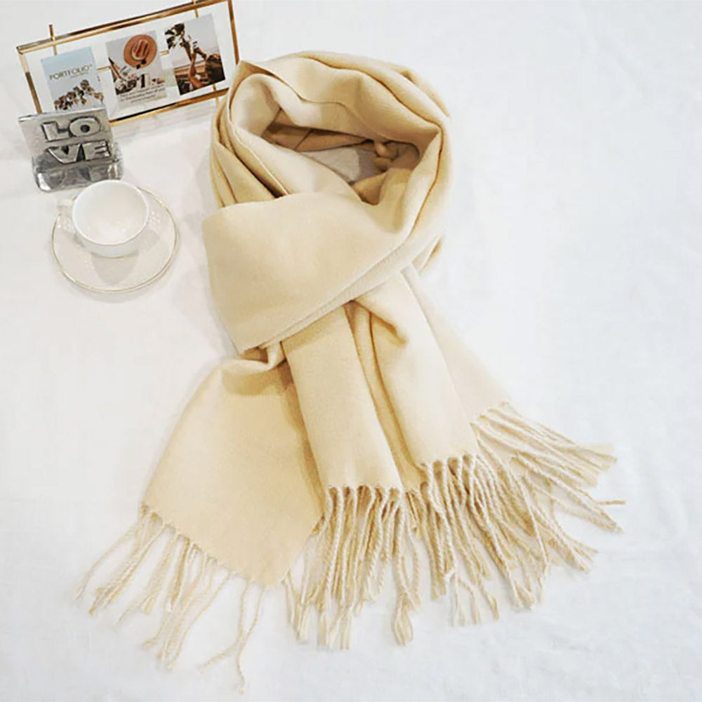 Scarf Two-Tone Cashmere Feel Fringe Scarf