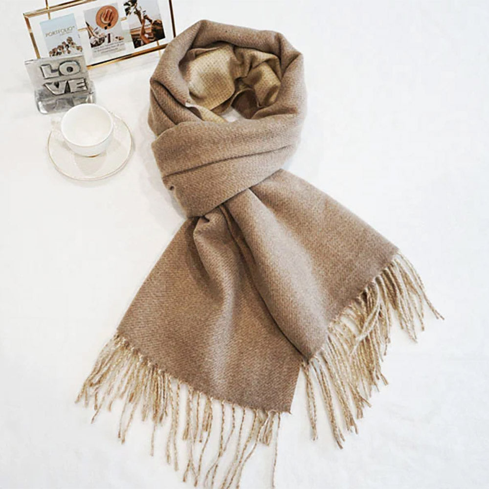 Scarf Two-Tone Cashmere Feel Fringe Scarf