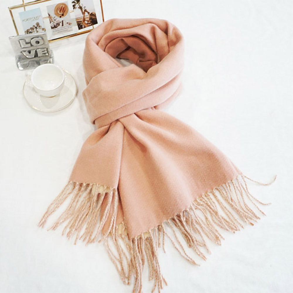 Scarf Two-Tone Cashmere Feel Fringe Scarf