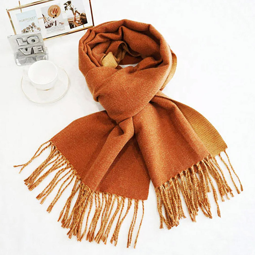 Scarf Two-Tone Cashmere Feel Fringe Scarf