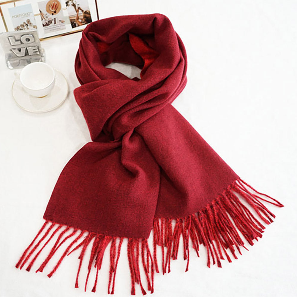 Scarf Two-Tone Cashmere Feel Fringe Scarf