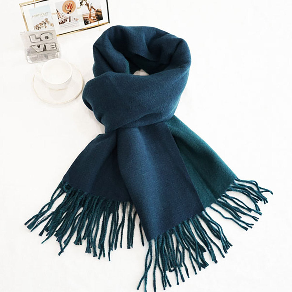Scarf Two-Tone Cashmere Feel Fringe Scarf