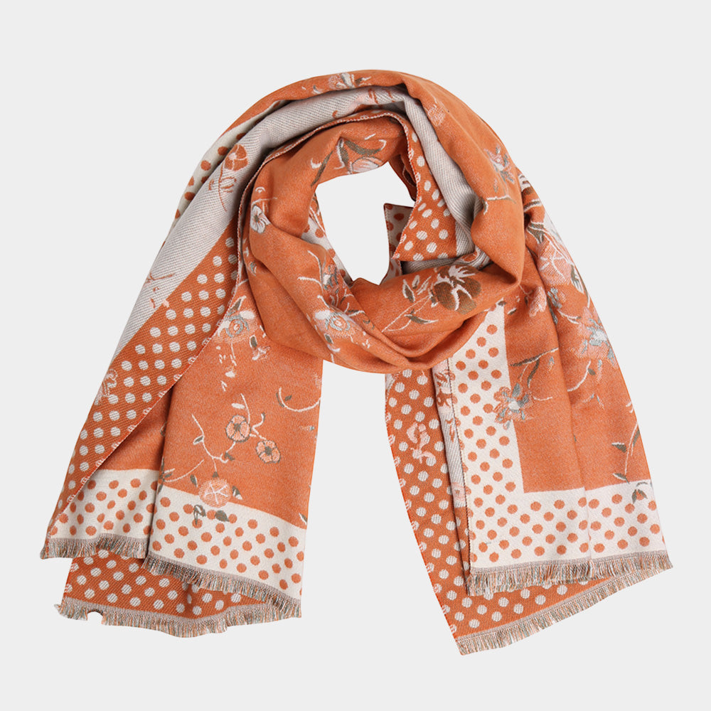 Floral Polka Dot Bordered Fringe