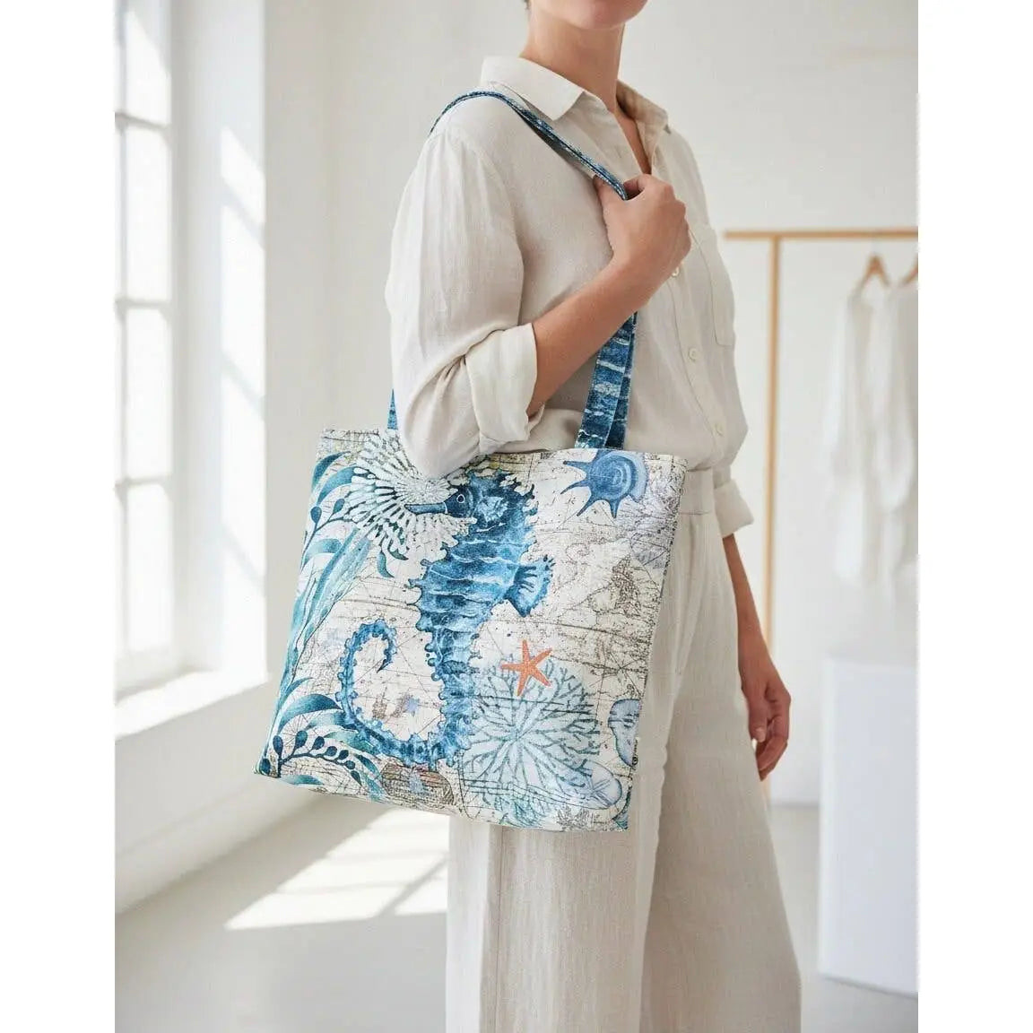 Seahorse Canvas Tote