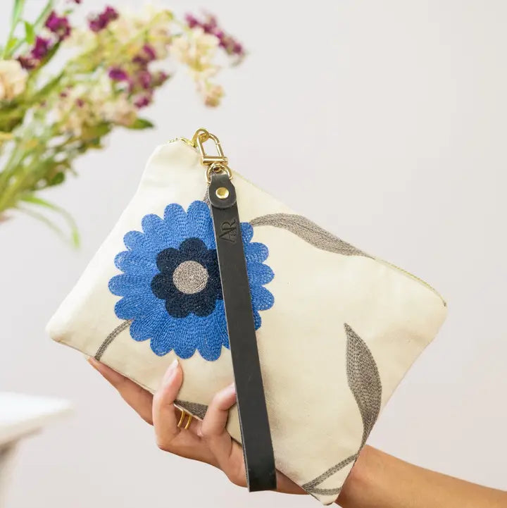 Blue Poppy Wristlet