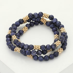 Natural Stone Triple Layer Bracelet