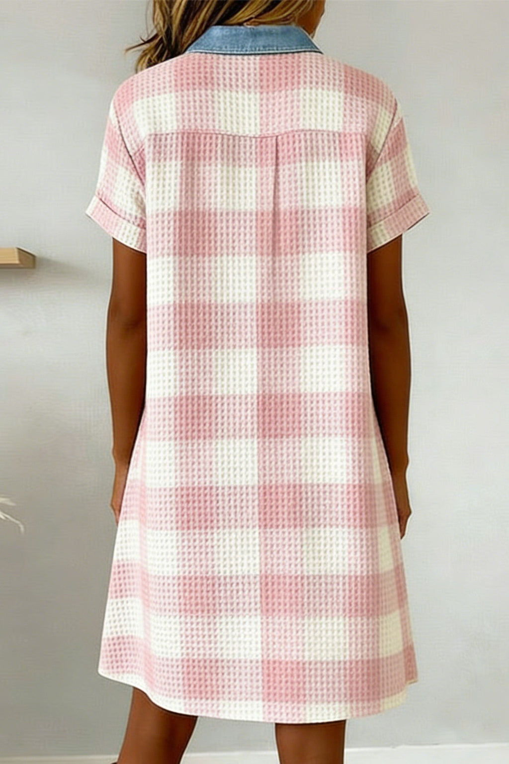 Waffle Plaid Print Dress