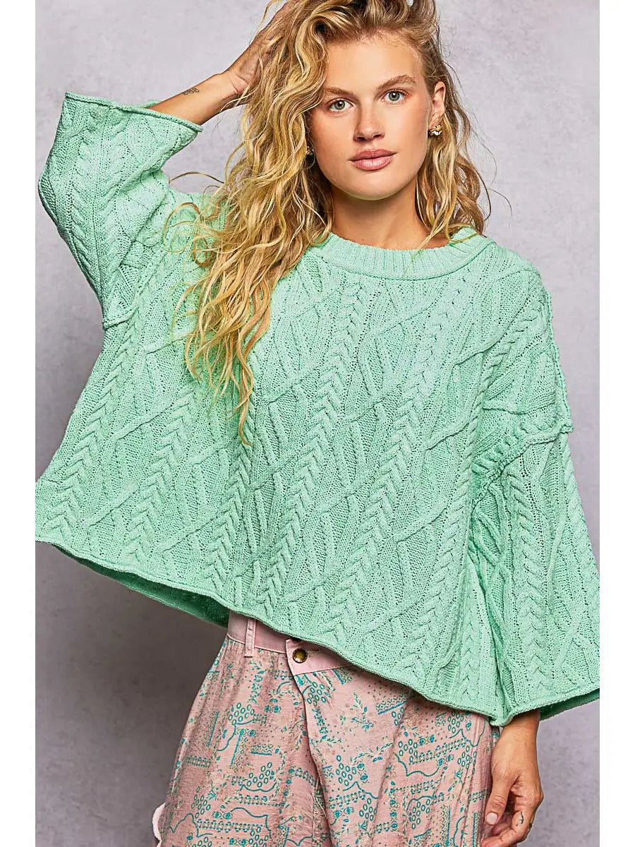 Cozy Cable Knit Cropped Sweater by P O L