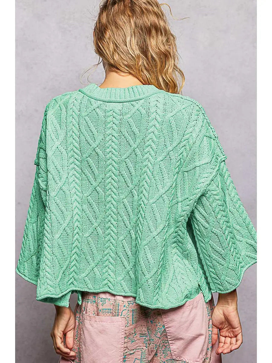 Cozy Cable Knit Cropped Sweater by P O L