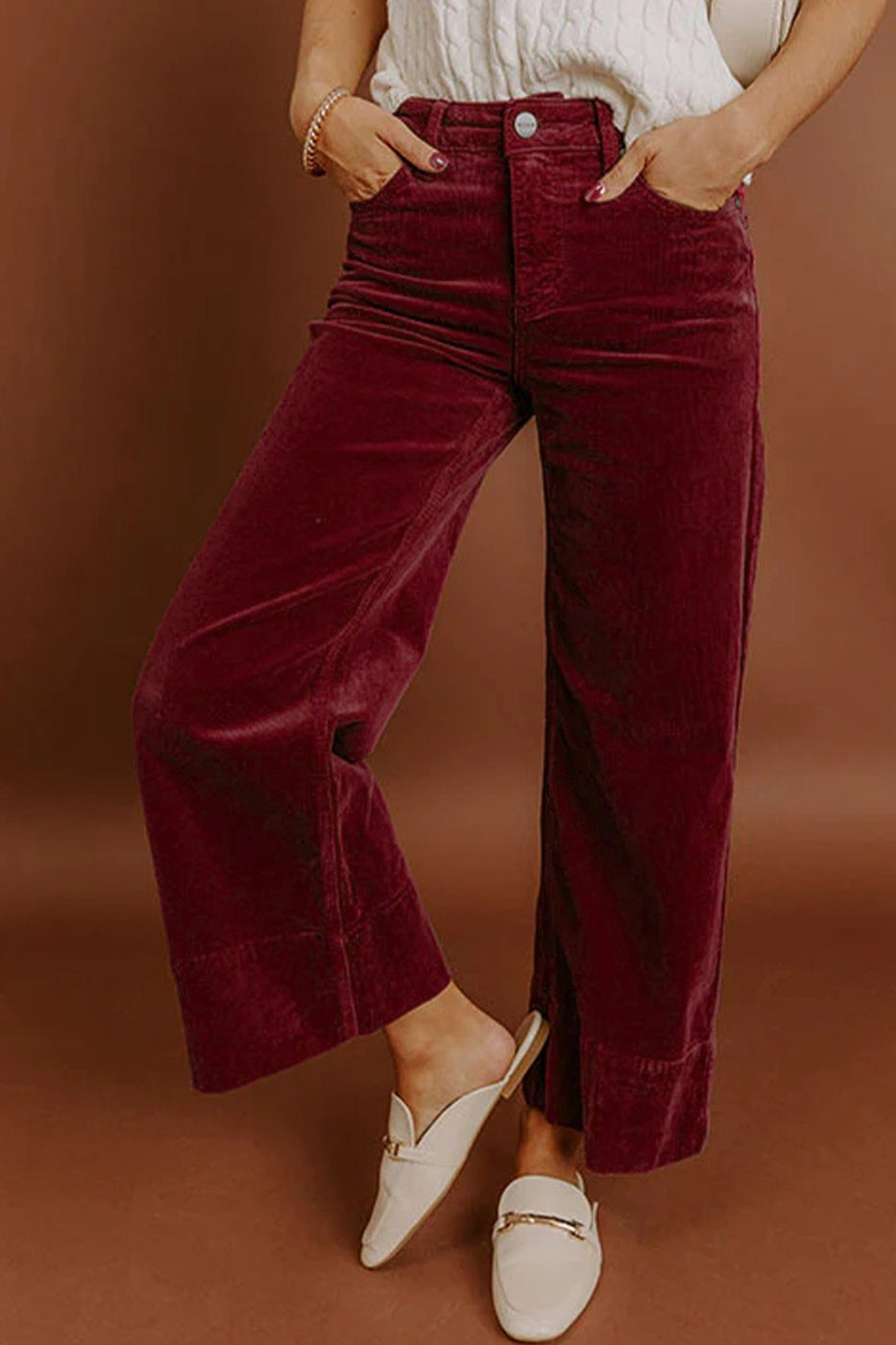 Corduroy High Waist Pants