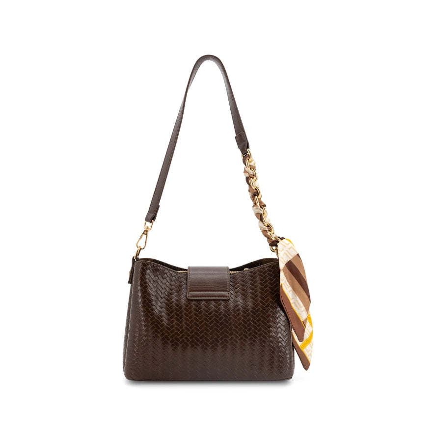 Sabine Woven Vegan Leather Scarf Crossbody Bag