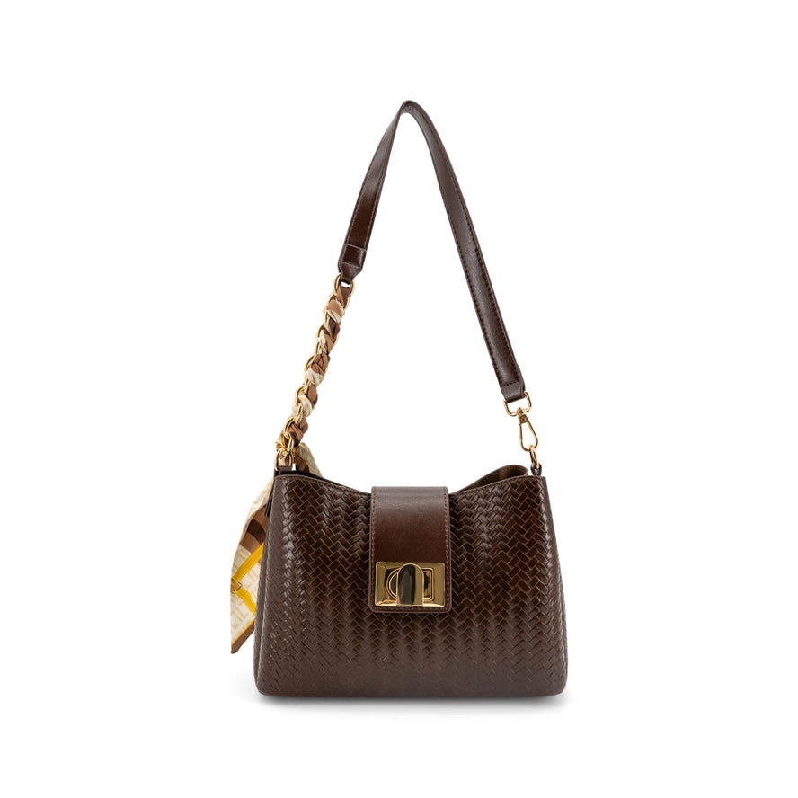 Sabine Woven Vegan Leather Scarf Crossbody Bag