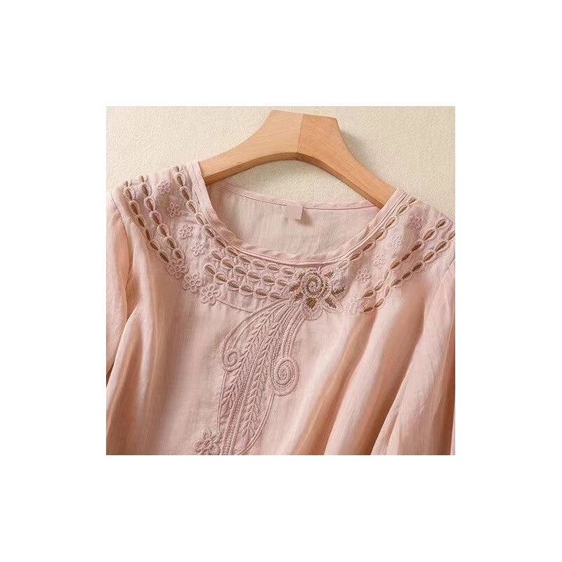 Embroidered Linen Blouse